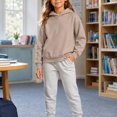 thumbnail image 2 of Likimi Child Toddler Girls Hoodies Solid Color Hooded Sweatshirt For Girls Long Sleeve Loose Fit Casual Soft Pullover Size 12-13 Years, 2 of 4