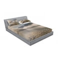 thumbnail image 3 of Ambesonne Nature Fitted Sheet & Pillow Sham Set, Reflections on Lake, Twin, Grey and White, 3 of 3