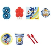 Sonic The Hedgehog Party Supplies Party Pack For 32 With Blue #8 Balloon