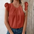 thumbnail image 2 of Jamicy Womens Blouses Casual Summer Outfits Women's Dressy Casual Blouses Business Short Sleeve T Shirts Summer Work Top Pleated Shirts, 2 of 4