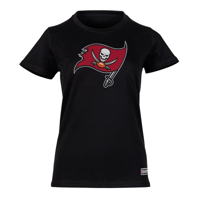 NFL Playera Aficionado Básica Tampa Bay Buccaneers Negro para Mujer, Talla Grande