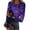 Purple/1, variant on Akmaiox Halloween Long Sleeve Shirt for Women, Printed Crew Neck Slim Fitted Pullover Going Out Tops, Soft Knitted Holiday Base Layer Blouses