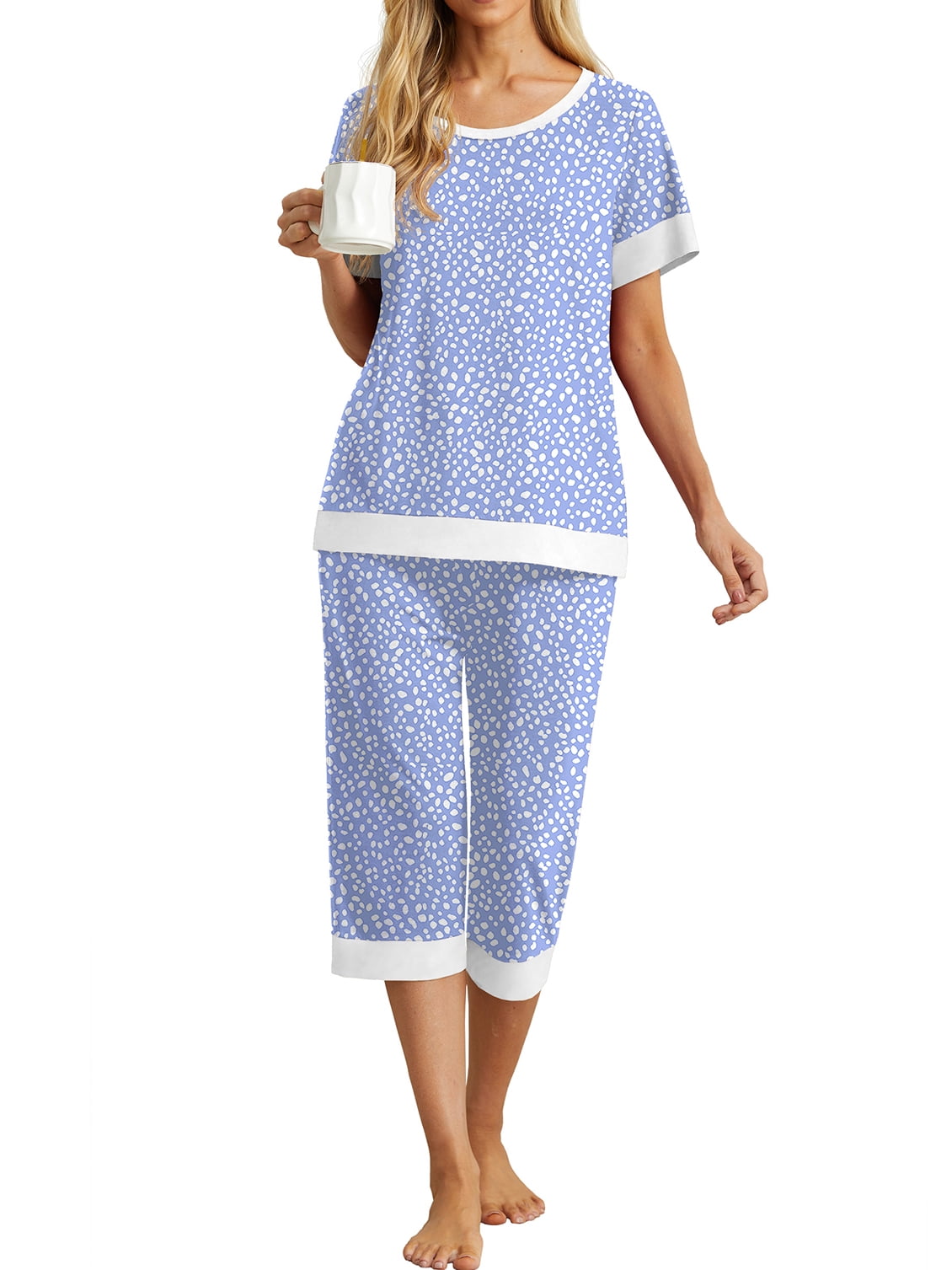 Women's Button-Down Pajama Set - Soft Short Sleeve Shirt & Pajama Shorts Sleepwear S-XXL
