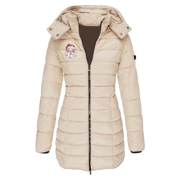 YueHuiYing Women's Solid Color Zipper Large Pocket Winter Loose Long-Sleeved Hooded Mid-Length Down Jacket