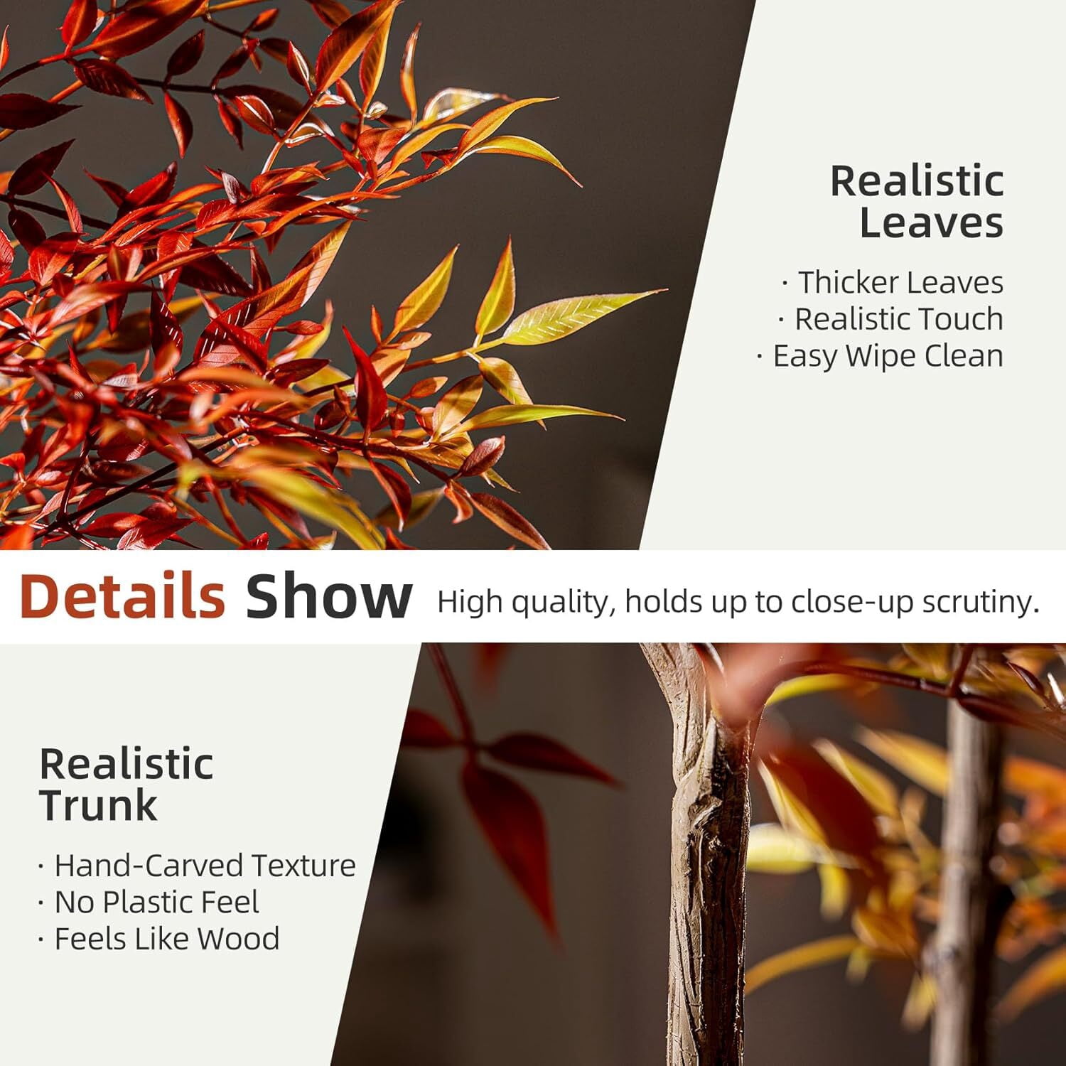 Easy4Home 5.9FT Artificial Plant Fake Nandina Potted Indoor Faux Floor Plant for Home Office Decor, Red