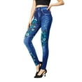 thumbnail image 4 of CLOOCL Women's Imitation Jeans Print Yoga Fitness Leggings Outdoor Exercise Workout High Waist Leggings, 4 of 8