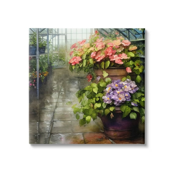Spring Blossoms Greenhouse Garden Botanical & Floral Painting Gallery Wrapped Canvas Print Wall Art
