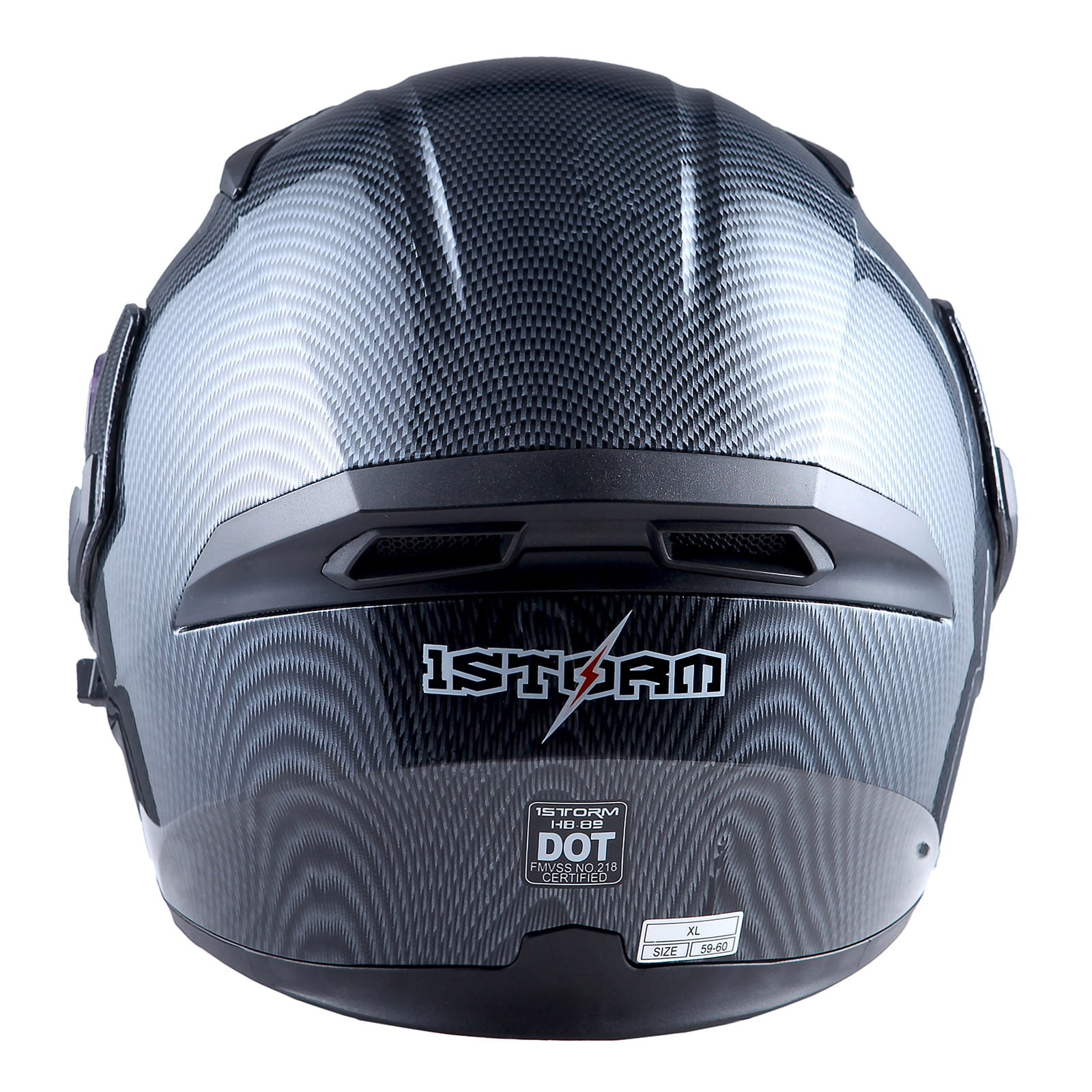 1Storm Motorcycle Street Bike Modular Flip up Dual Visor Full Face Helmet HB89 Carbon Fiber Black