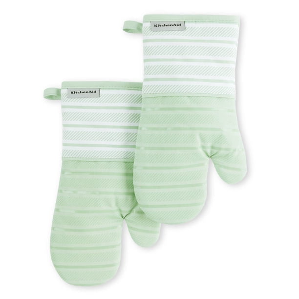 Juego de 2 guantes de cocina KitchenAid Albany Pistacho, 18 x 33 cm