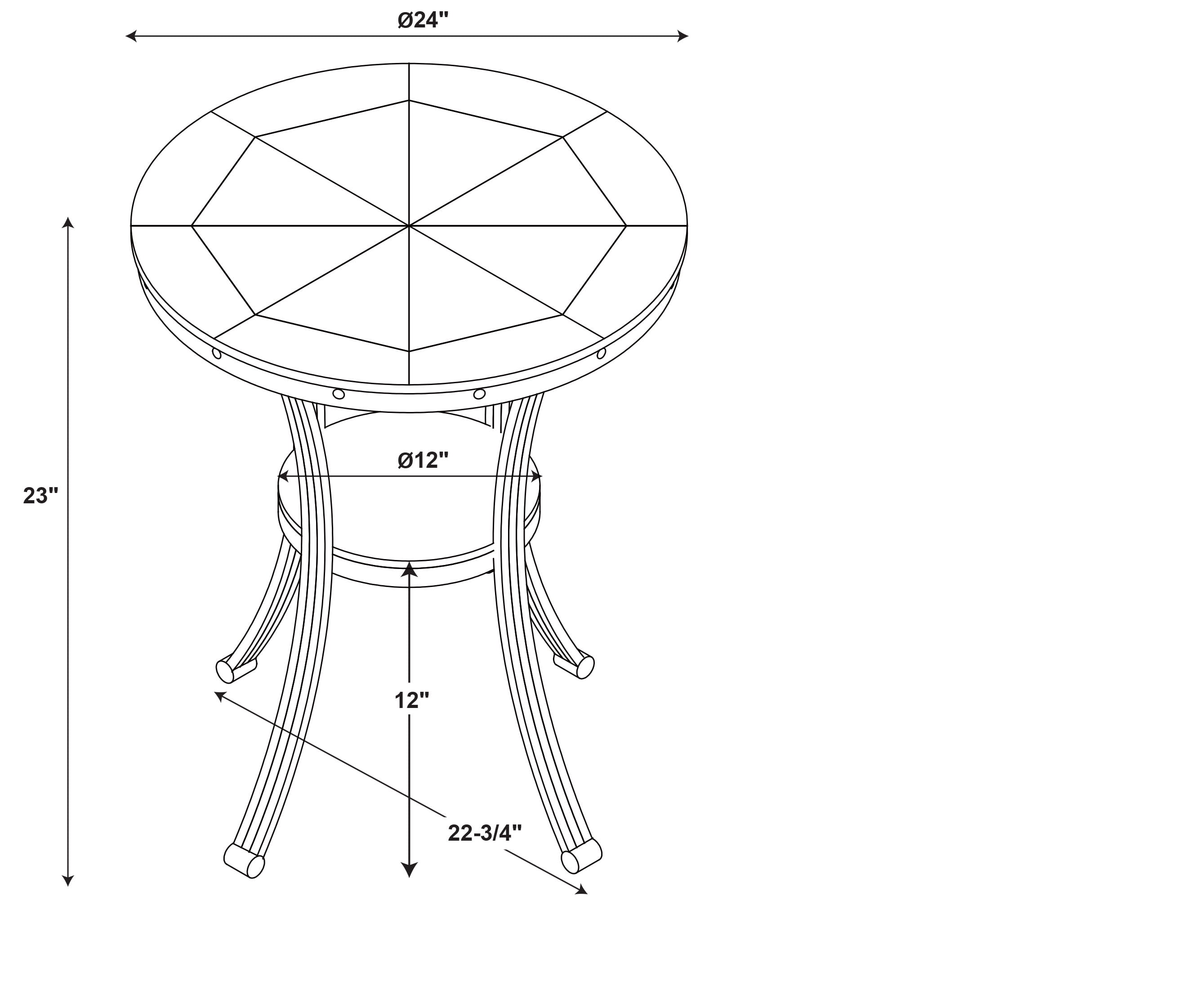 Powell Holloway Round Indoor End Table with Shelf, 23" Tall, Pewter