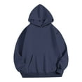 thumbnail image 3 of Oversized Hoodies with Pocket Women Cotton Plain Pullover Hooded Sweatshirts Sweater Long Sleeve Fleece Lined Tops (L, Navy), 3 of 5