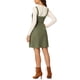 thumbnail image 3 of Vestido de tirantes mini A-line de imitación de ante para mujer con botones decorativos en verde militar, 3 of 6