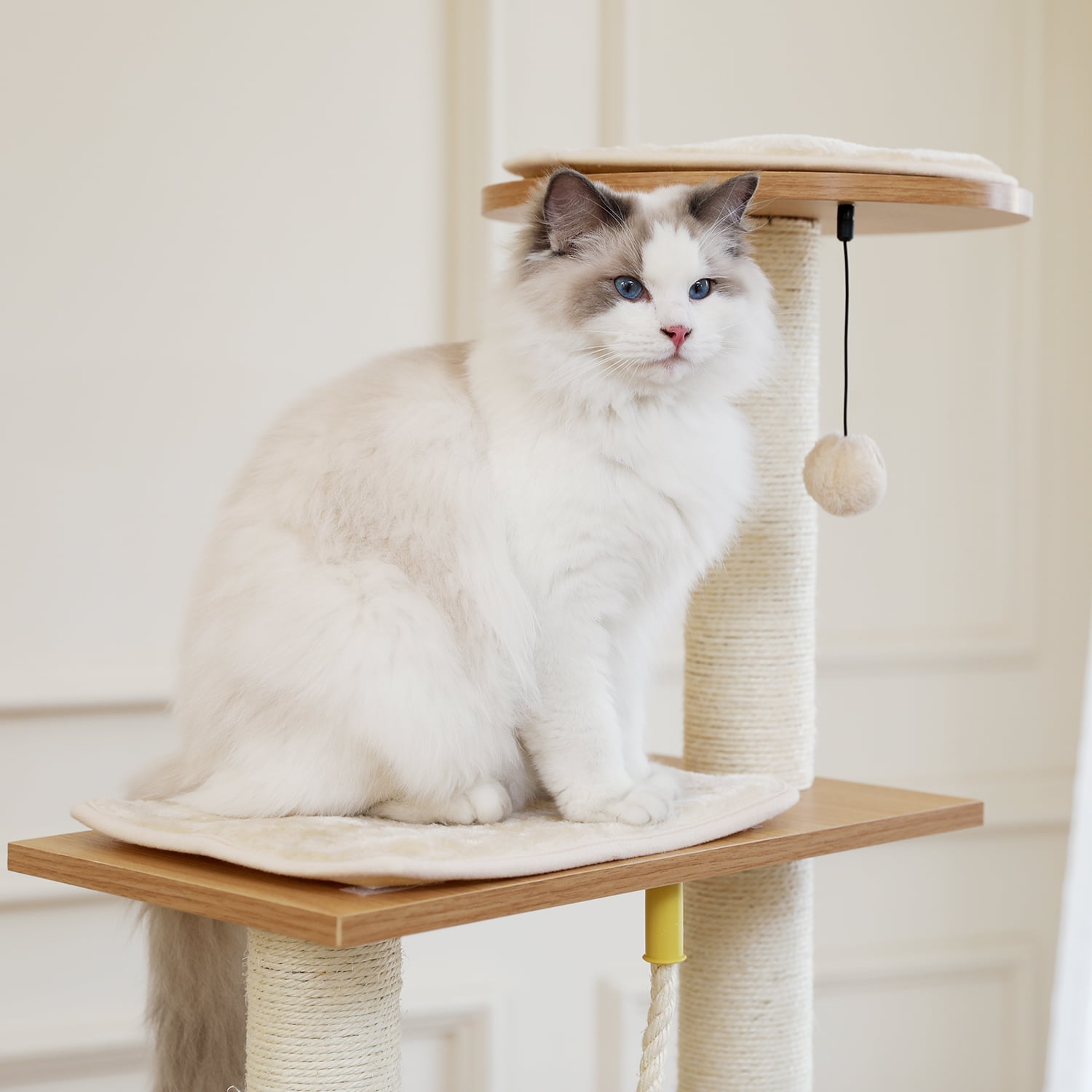 Pefilos 64" Wood Cat Tree Tower for Indoor Cats, Multi-Level Cat Condos for Big Cats with Scratching Posts, Beige Pefilos 64" Wood Cat Tree Tower for Indoor Cats, Multi-Level Cat Condos for Big Cats with Scratching Posts, Beige