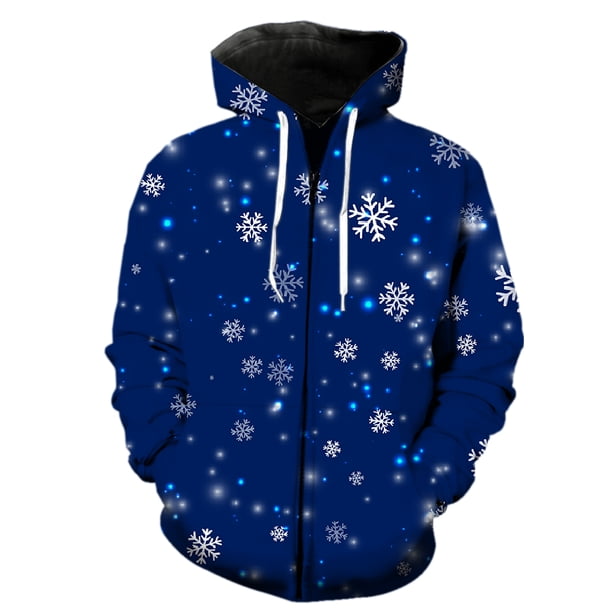 Sudadera con capucha y cremallera para hombre, diseño de copos de nieve de invierno, estilo informal, con estampado 3D, estilo Harajuku, chaquetas con capucha, gran oferta 2024, ropa de calle para ado