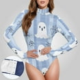 thumbnail image 3 of Halloween Ghosts Cute Women's Bodysuit Jumpsuit Mock Turtle Neck Long Sleeve TopsOne Piece Leotards Shirt Yoga Outfits, 3 of 8