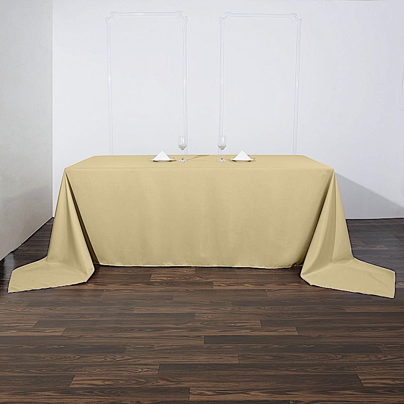 BalsaCircle 90" x 156" Polyester Rectangular Tablecloth Champagne ...