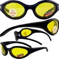 thumbnail image 1 of Global Vision Windmaster Wraparound Motorcycle Glasses Black Frames Yellow Lenses, 1 of 1