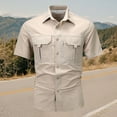 thumbnail image 2 of Men's Summer Solid Colour Outdoor Casual Style With Pocket Thin Short Sleeve Shirt, 2 of 4