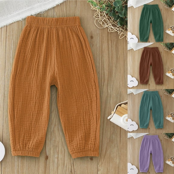 CAIXIA Toddler Boy Girl Pants,Boys Cotton Harem Pant Girls Gauze Muslin Loose Bloomers