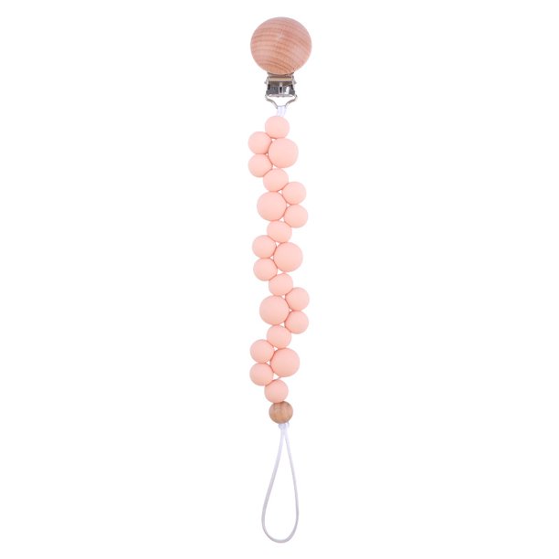 Cadena para chupete con forma de encaje de silicona para bebés, cuentas de silicona relajantes para bebés, cadena anticaída para morder molares