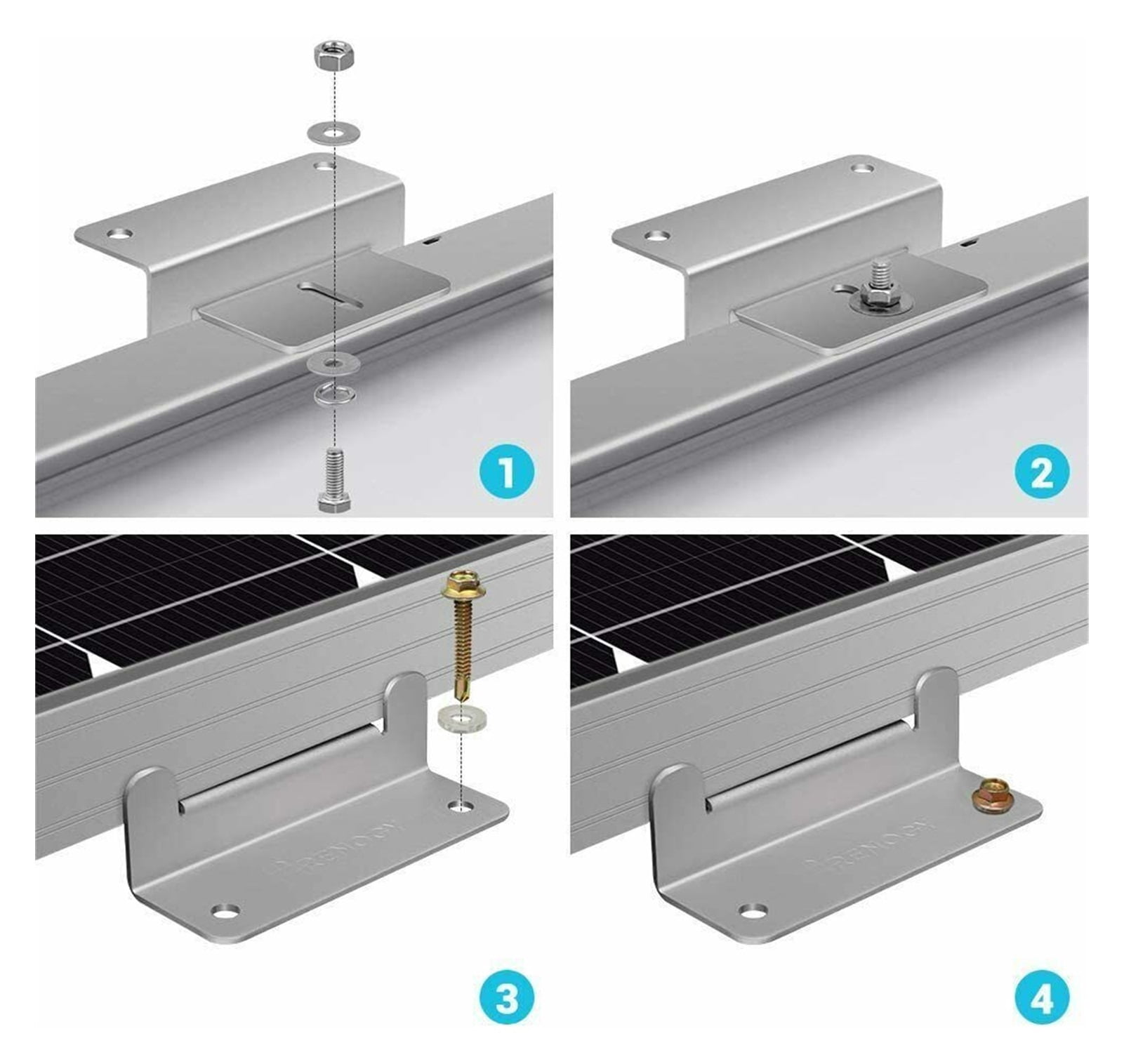 Solar Panel Aluminum Alloy Bracket Photovoltaic Z-Type Aluminum Alloy Bracket RV Yacht Panel Bracket ,Install Anywhere You Want