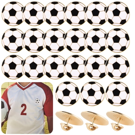 30 Pcs Soccer Ball Enamel Lapel Pins, Football Brooches for Hat Backpack Decoration, Black White Metal Gift for Sports Fans, Party Favors Souvenir
