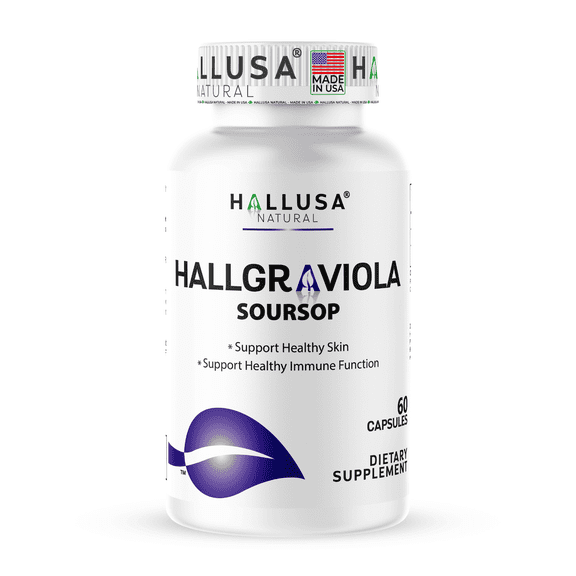 Graviola Soursop Capsules 800mg – Immune & Energy Support – Natural Antioxidant for Wellness, Cellular Health & Vitality – 60 Caps (30 day supply) by Hallusa Natural