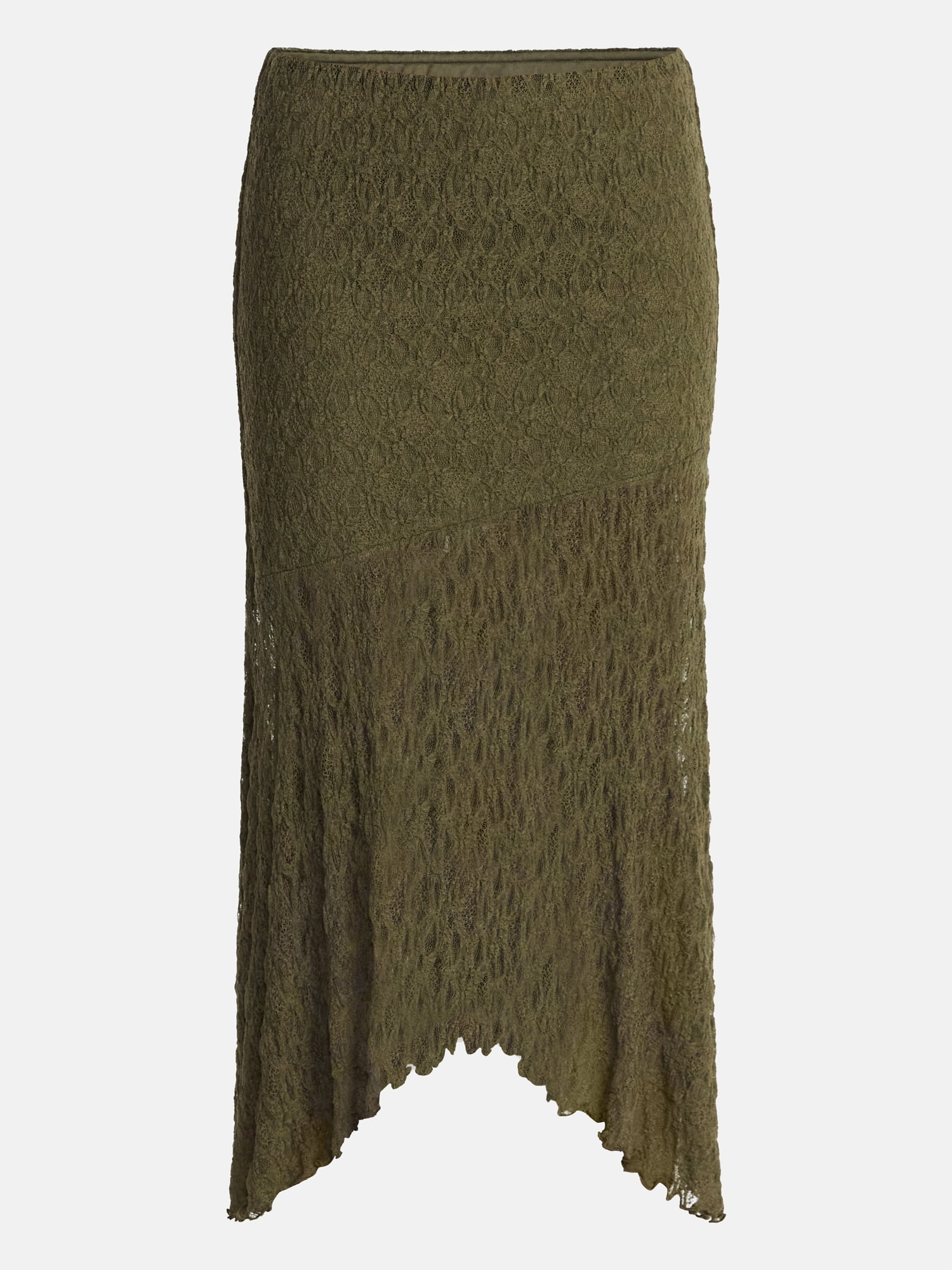 No Boundaries Asymmetrical Lace Midi Skirt, Women's XXS-XXL