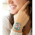 thumbnail image 2 of Scenic Red Floral Blue Apatite Golden Cuff Bracelet, 2 of 5