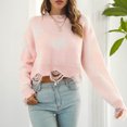 thumbnail image 2 of IROINNID Reduced Womens Sweater Round Neckline Pullover Sweater Graphic Prints Leisure Mid-Length Long Sleeve Hole Butterfly Autumn and Winter Knit Sweater Top, 2 of 7