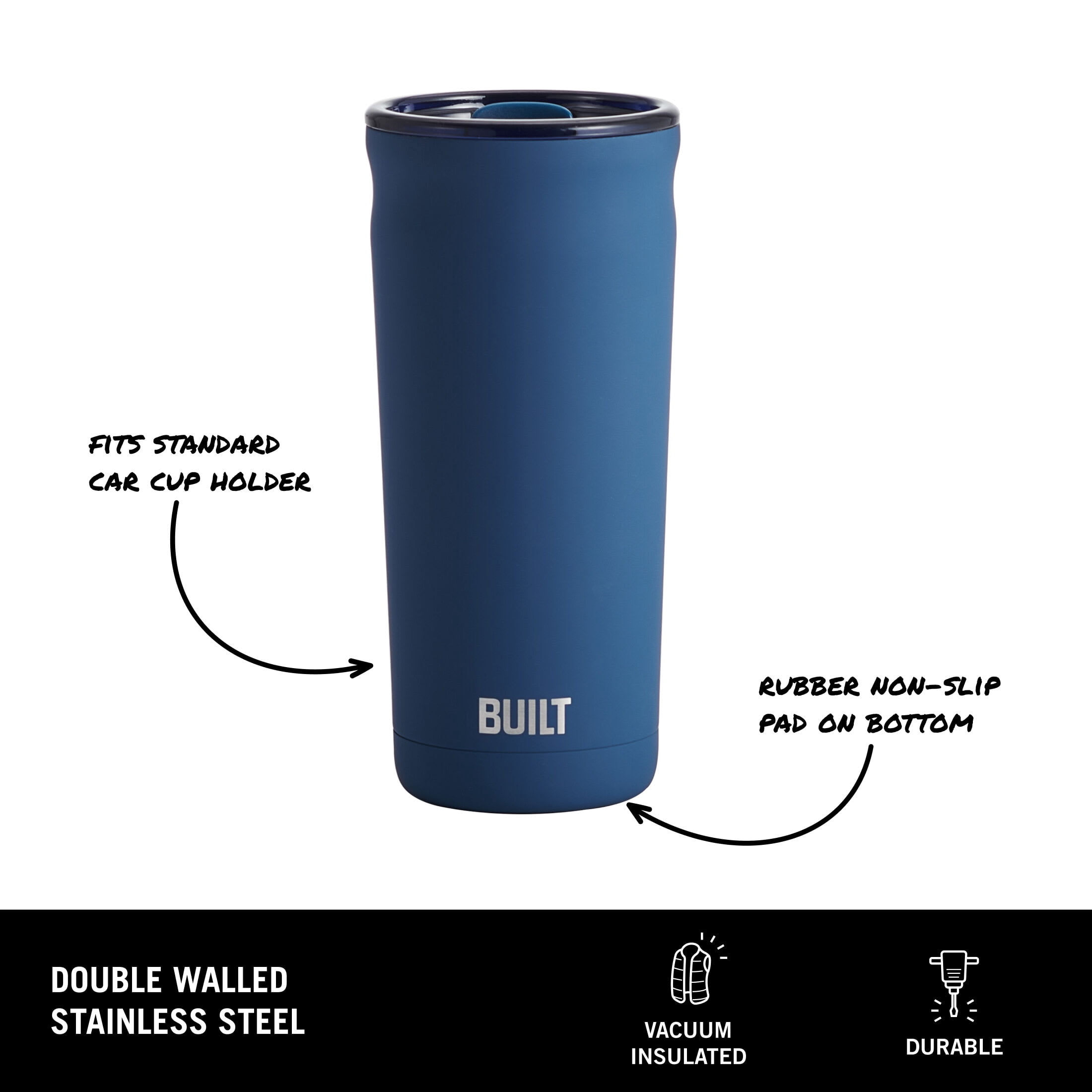 BUILT Torrent 20 fl oz Double-Wall Vacuum Insulated Tumbler, Blue