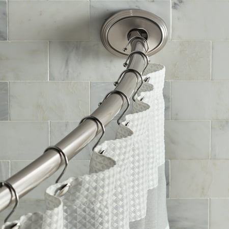 Better Homes & Gardens Rustproof Aluminum 2-Way Mount Curved Shower Curtain Rod, Adjustable 50" - 72", Brushed Nickel