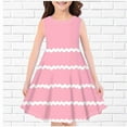 thumbnail image 2 of Huvoen Flower Girl Dress Fashion Girls Summer New Sleeveless Round Neck Printed Dress Pinks 140, 2 of 3