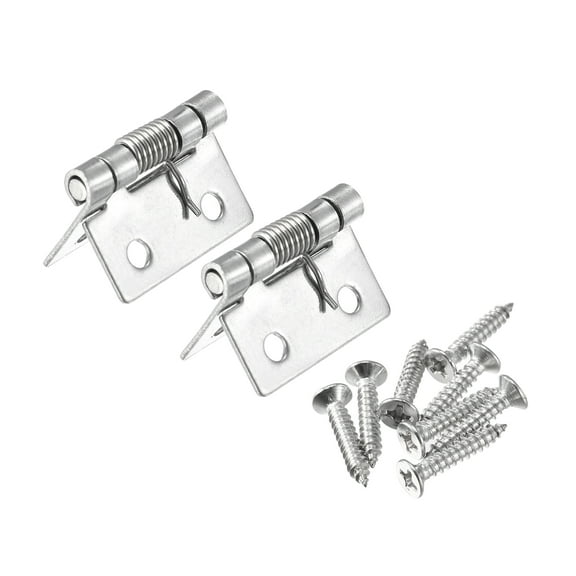 Uxcell Spring Loaded Hinges, 1" 304 Stainless Steel Self Closing Hinge for Furniture 2 Pack