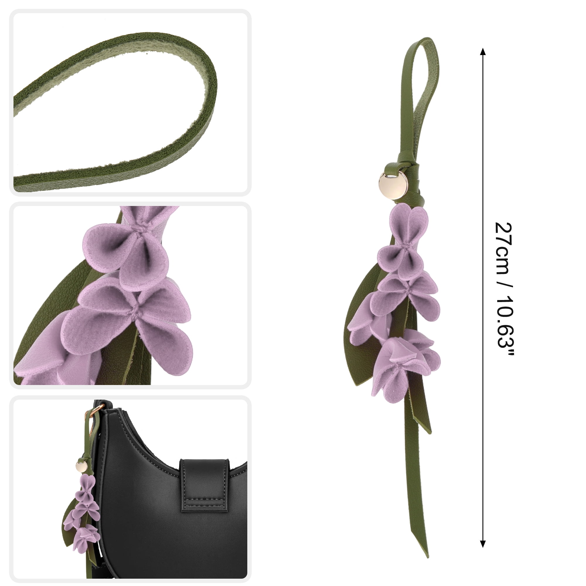 Unique Bargains PU Leather Flower Handbag Charm 1 Piece for Bags Purple
