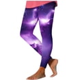 thumbnail image 2 of VBVC Women's Galaxy Stretchy Yoga Pants,Ladies High Waisted Leggings,Sparkly Workout Tights for Women,Purple,S-3XL, 2 of 5