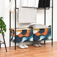 thumbnail image 3 of Yayeee Foldable Storage Basket for Shelves with Handles Set of 2 Waterproof Cloth Bins, Green Abstract Wavy, 3 of 7
