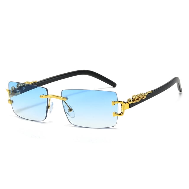 Typpkmm Fashion Rectangular Sunglasses Men Women Cheetah Brand Designer Rimless Cool Vacation Sun Glasses
