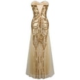thumbnail image 2 of Angel-fashions Femme Paillettes Bustier Maille Dentelle Robe de Banquet, 2 of 7