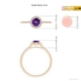 thumbnail image 5 of ANGARA Natural Round Amethyst Halo Ring with Diamond Accents in 14K Rose Gold for Women (Size-5mm) | February Birthstone, Birthday, Anniversary, Jewelry Gift for Women | Natural Amethyst Ring, 5 of 9