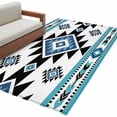 thumbnail image 2 of Blue Black Pattern Washable Area Rugs 2.7'x5', Retro Bohemian Square Abstract Geometric Low Pile Throw Living Room Rug Non-Slip Sturdy Edge Binding Carpet for Indoor Entryway Bedside Kitchen, 2 of 9