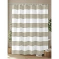 thumbnail image 4 of Shower Curtains for Bathroom-72"x84", Beige and White Stripe Waterproof Bath Curtain Grommet Shower Curtain Set with Hooks, Rustic Country Farm Washable Bath Accessories, 4 of 6