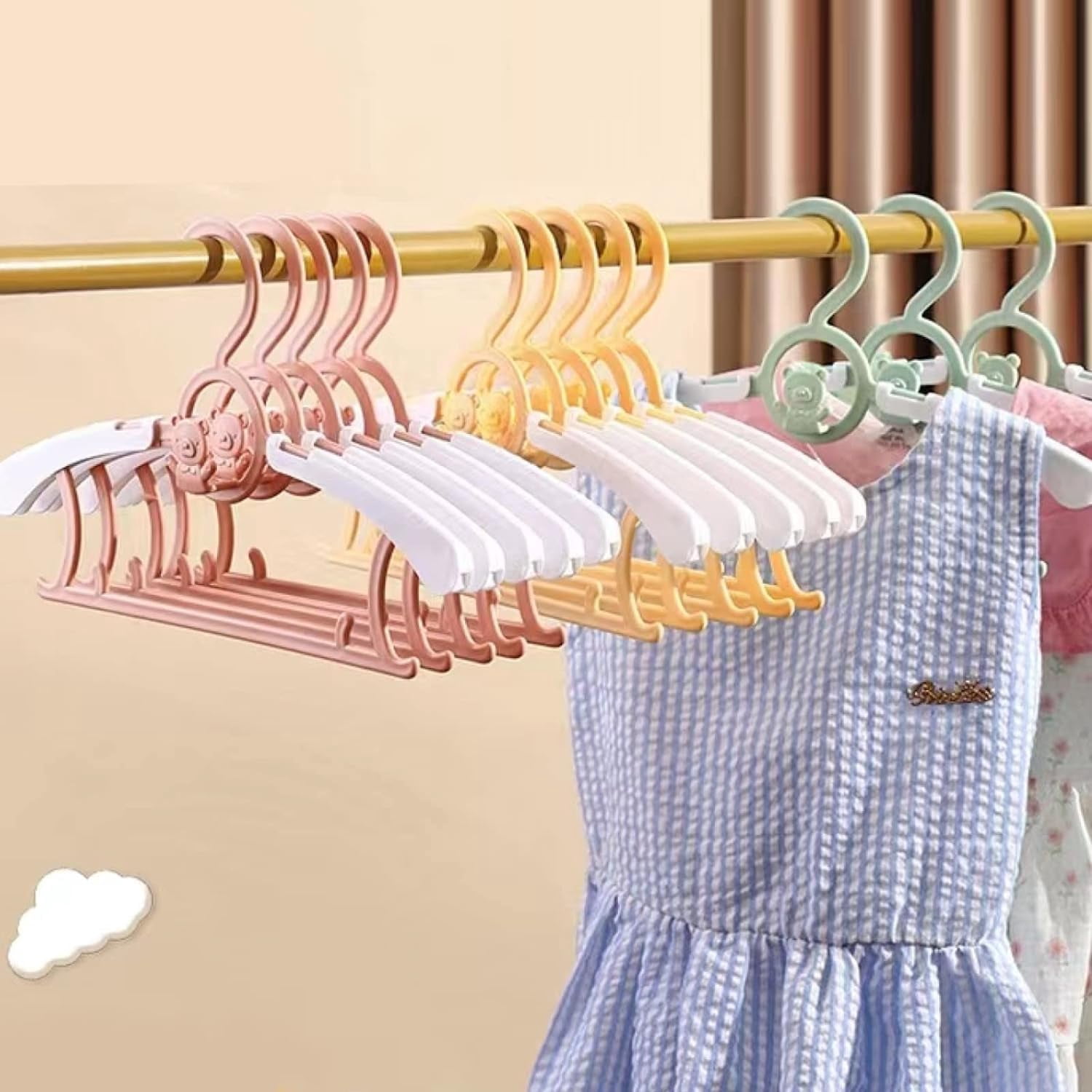 Baby Hangers for Closet, Non-Slip 11"-14" Adjustable Infant Clothes Hanger for Nursery, 0-18yrs Plastic Kid Hanger Clothing Organizer, Children Pink Plastic Rack for Newborn Toddler Coat, 20pcs