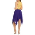 thumbnail image 5 of YONGHS Womens Shiny Lyrical Dance Dress Color Block Sleeveless Irregular Praise Liturgical Dancewear Dark Purple XL, 5 of 7
