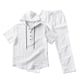 thumbnail image 4 of Ceisia Men's Loose Fit Cotton-Linen Like 2-Piece Set Hooded Short Sleeve Shirt with Elastic Waist Wide Leg Pants Gifts, 4 of 9