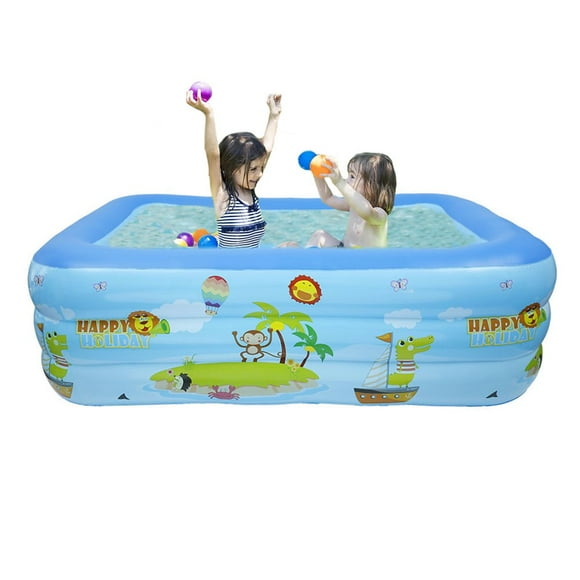 MesaSe Inflatable Pool Large Outdoor Swimming Pool Printing Paddling Pool for Kids 3-Layers Inflatable Swimming Pool for Backyard Garden Summer Water Party (82.6 x 55 x 25.5 inch)
