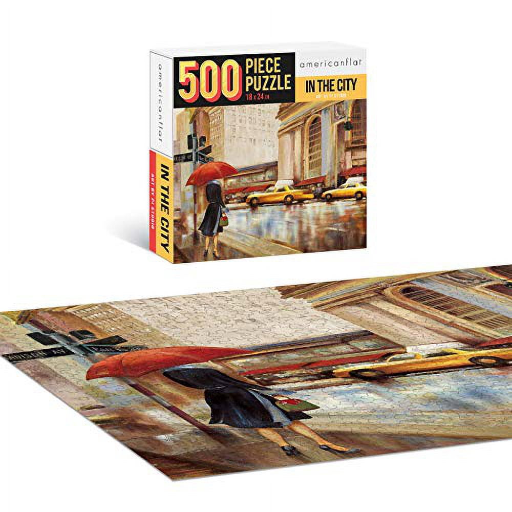 Americanflat 500 Piece New York Puzzle, 18x24 Inches, in The City Art by PI Creative