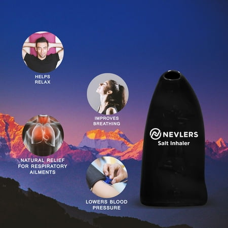 Nevlers Ceramic Salt Inhaler with Pure Himalayan Pink Salt | Asthma and Allergy Relief | Black