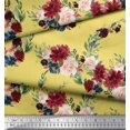 thumbnail image 2 of Soimoi Yellow Rayon Fabric Ranunculus & Penoy Floral Print Printed Fabric 1 Yard 58 Inch Wide, 2 of 3