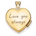 thumbnail image 3 of 14k Yellow Gold Polished Holds 2 photos Sentiment on back Scrolled Love You Always Heart Locket 24x18.75mm Wide-Locket N, 3 of 5